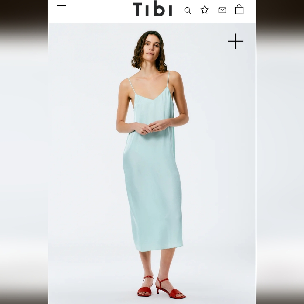 Tibi Mint Slip Midi Dress
